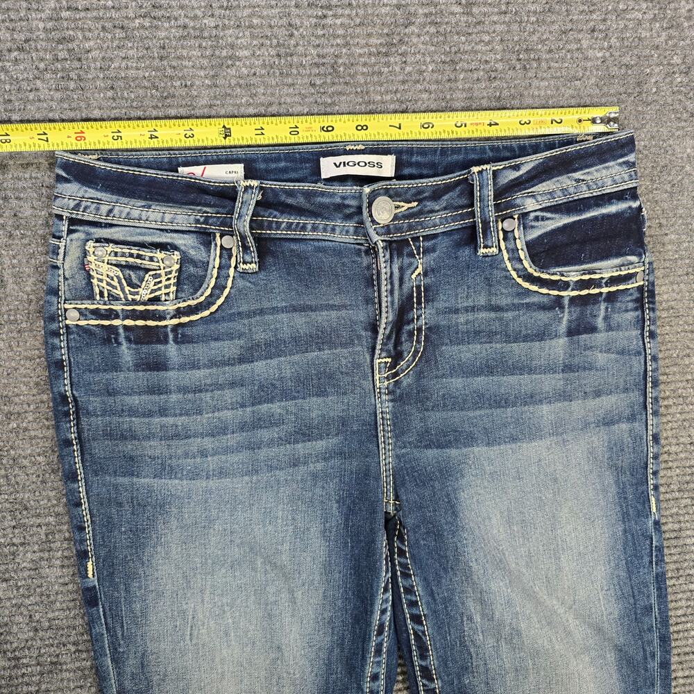 Vigoss Capri Womens 8 Blue Distressed Flap Pocket Stretch - Picture 8 of 9